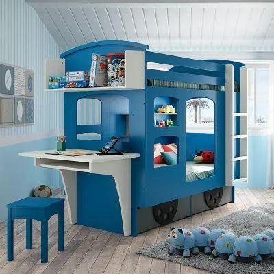 Wagon Bunk Bed with Storage & Desk